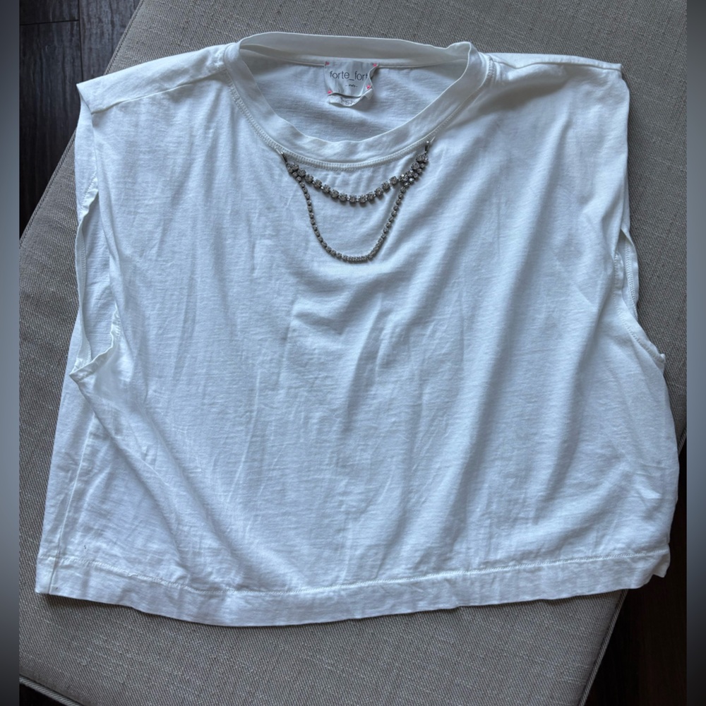 Forte Forte sleeveless tshirt with detachable crystal chain